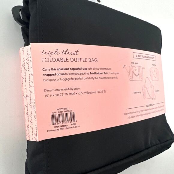 Kedzie Triple Threat Foldable Duffle Bag One Size - Picture 6 of 8